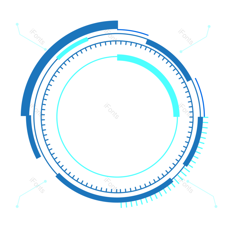 线条图片,圆圈元素,蓝色渐变PNG,未来科技免抠素材